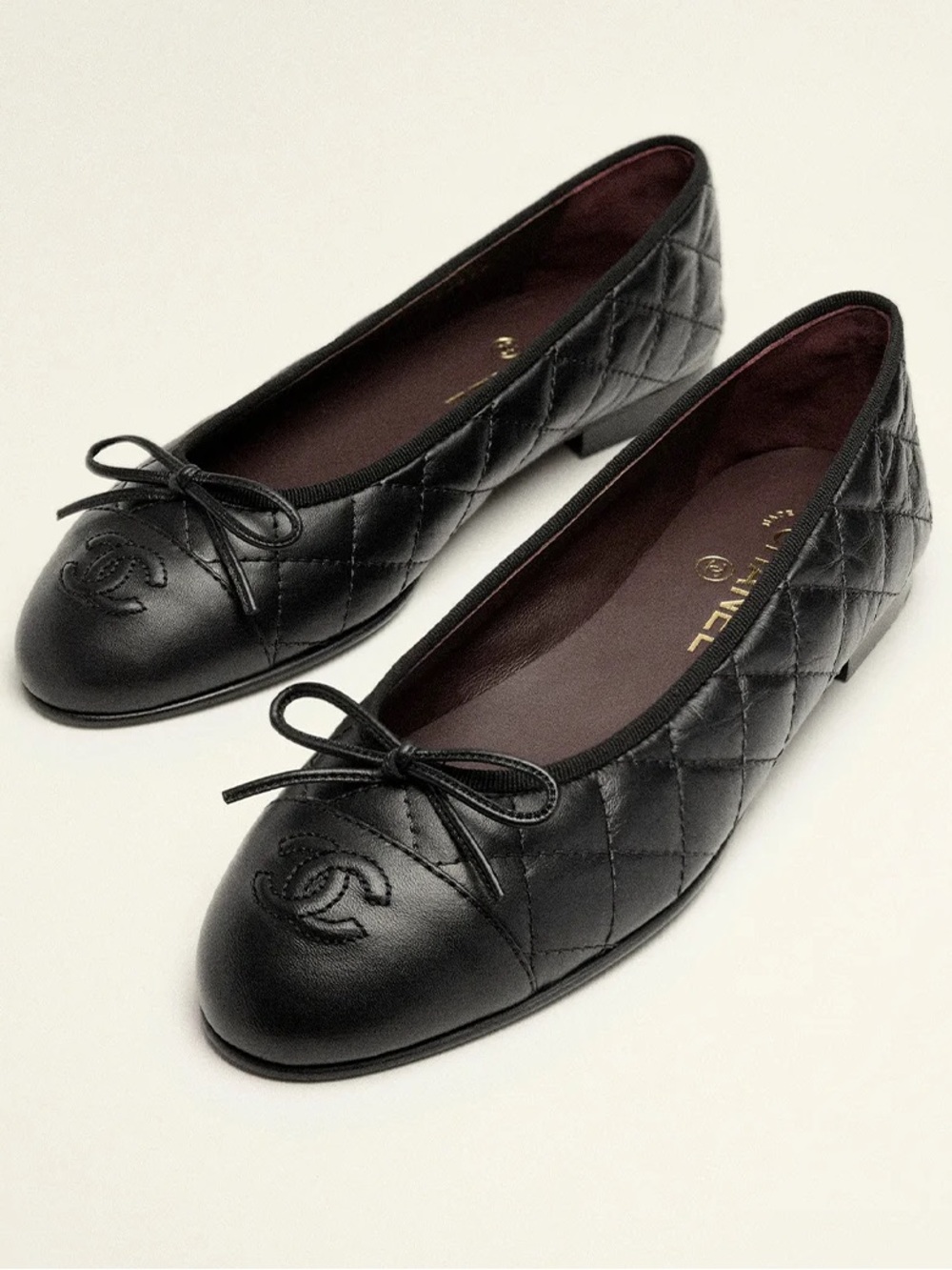 CHANEL Ballet Flats Black Quilted Leather Aged Calfskin BNIB HARD TO FIND! 39.5